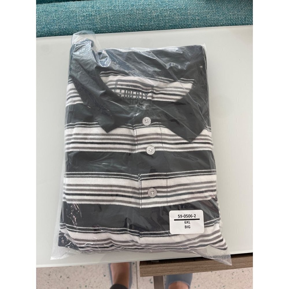 Liberty Blues Mens Polo Shirt Size XL Black Long Sleeve Striped Pure Cotton